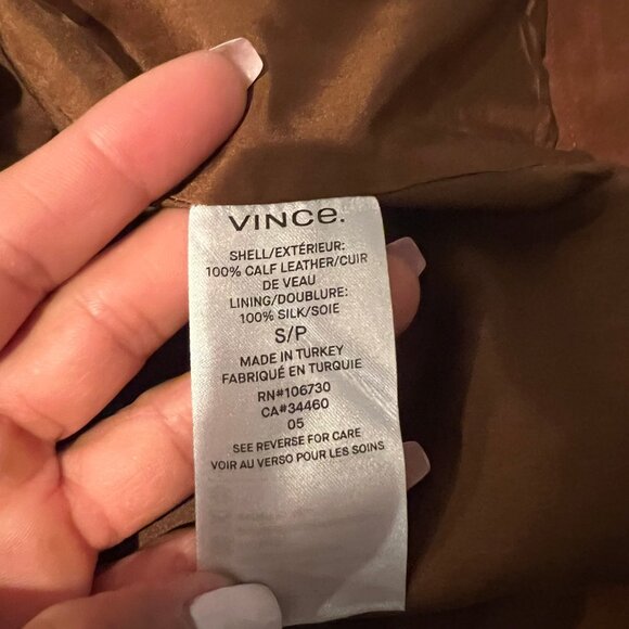 $895 VINCE CALF LEATHER SUEDE UTITLITY MOTO STRUCTURED JACKET SZ S SMALL - Picture 5 of 6